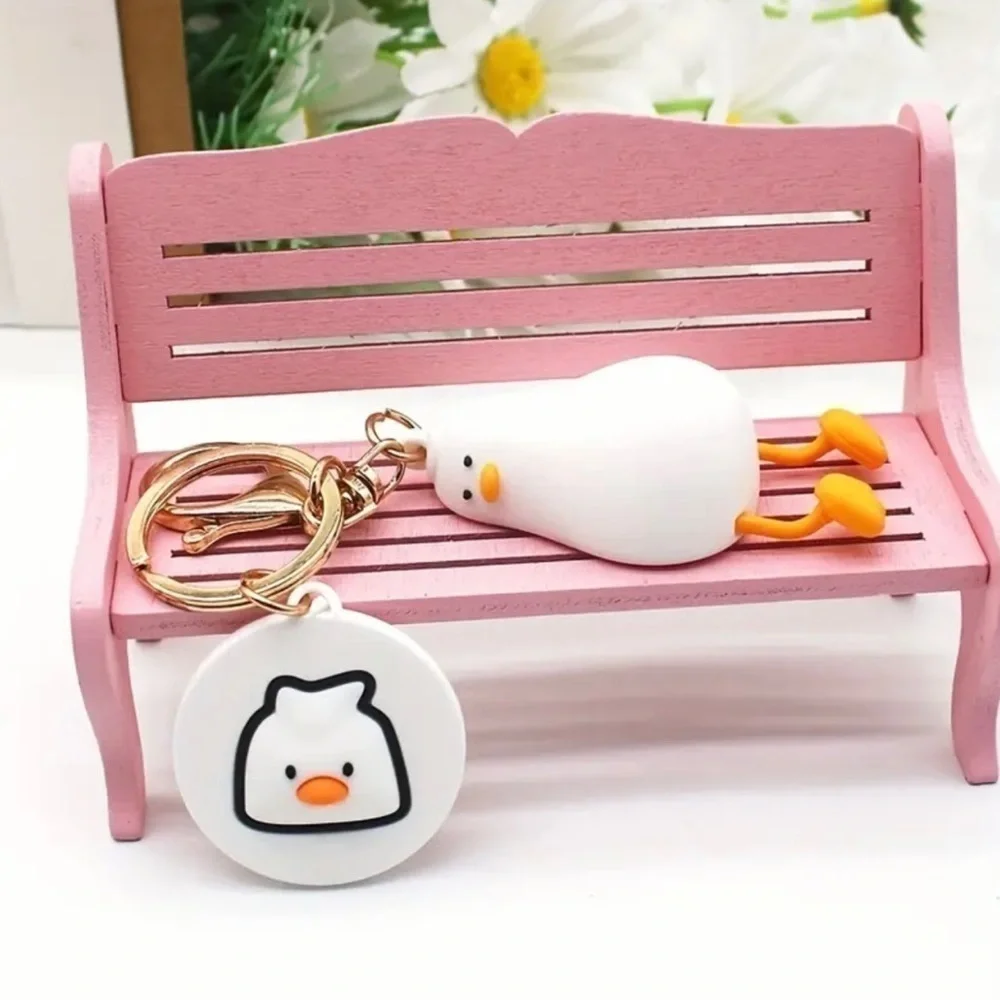 Large White Lying Flat Duck Keychain/Bag Charm